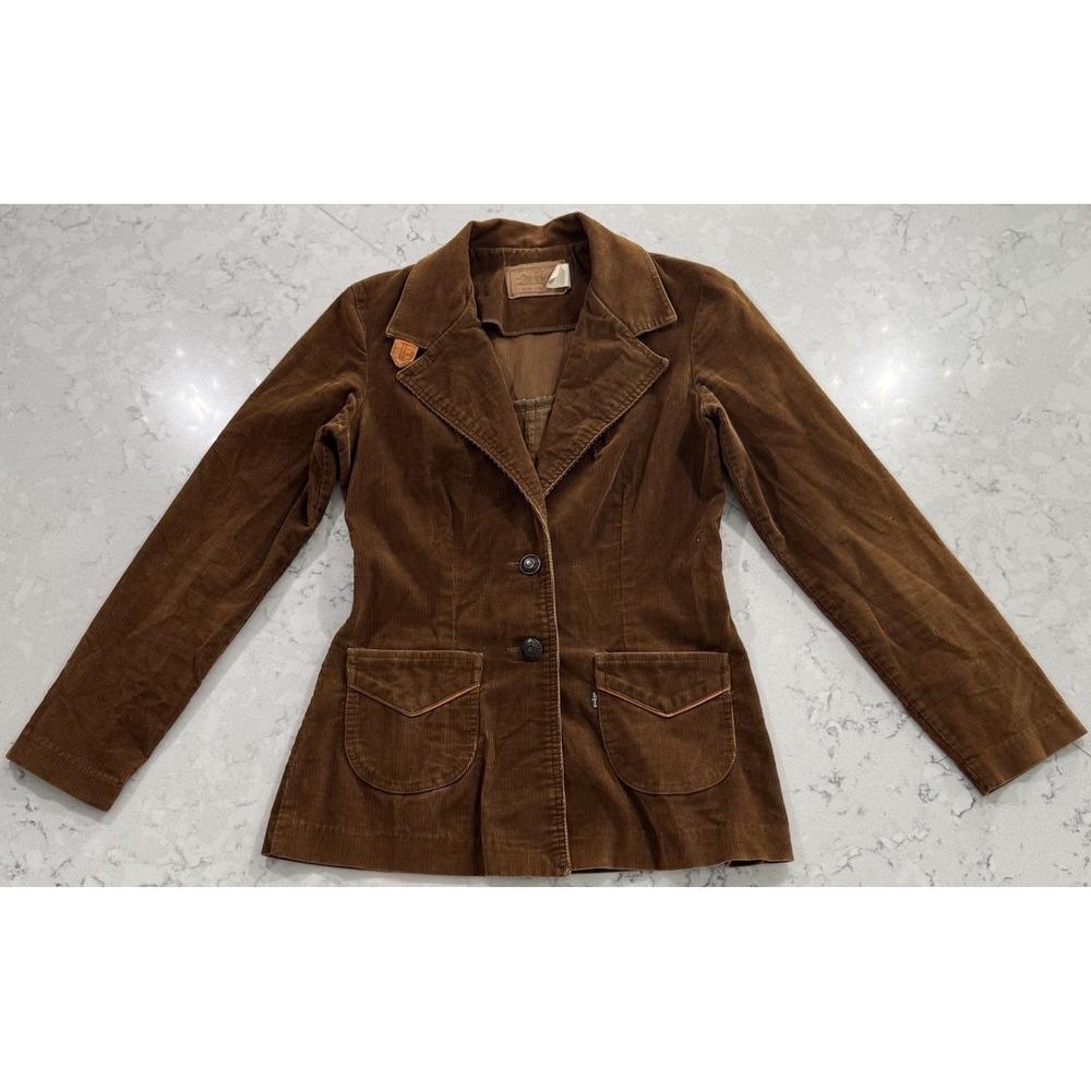 VTG 80s Levis Corduroy Blazer Jacket Womens 9/10 Brown Academia USA 75080
